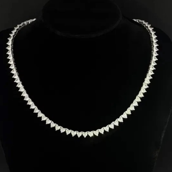 14kt 51ct Heart Tennis Necklace - Picture 4 of 15